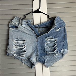 Two-Colored Ripped Shorts